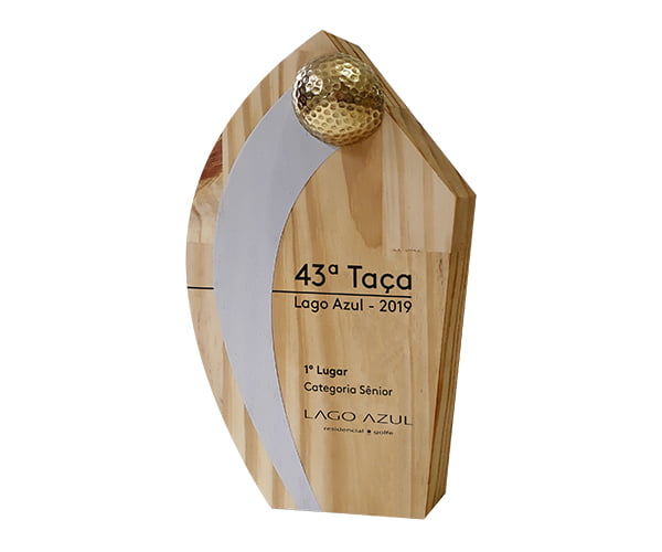 Troféu de madeira certificada para personalizar