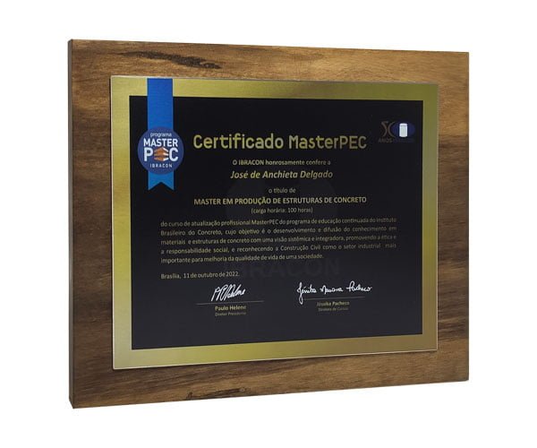 Placa de parede de certificado master