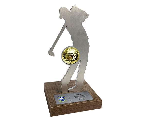 Troféu Golfista Masculino com bola ouro, prata ou bronze