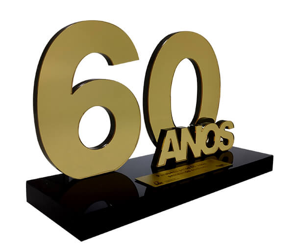 Troféu Acrílico Aniversário 60 anos