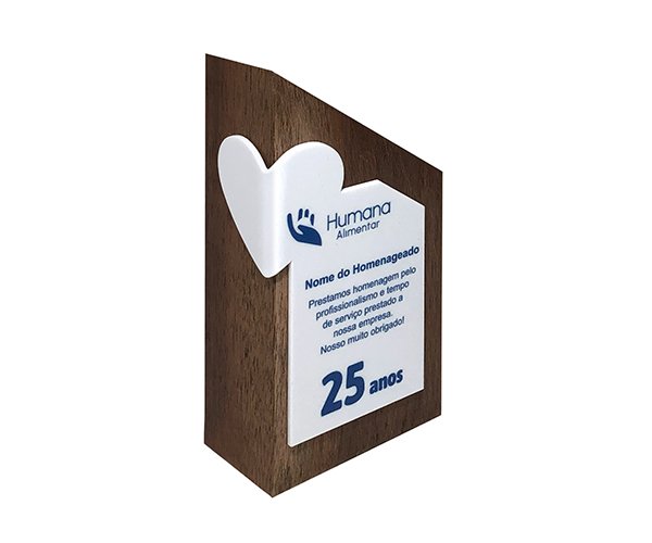 Troféu para personalizar de madeira nobre com sobreposição de acrílico