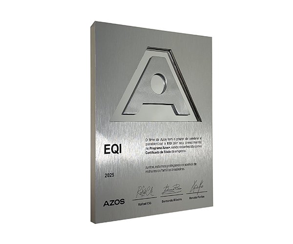 Placa Reconhecimento para sócios e corretores – Azos