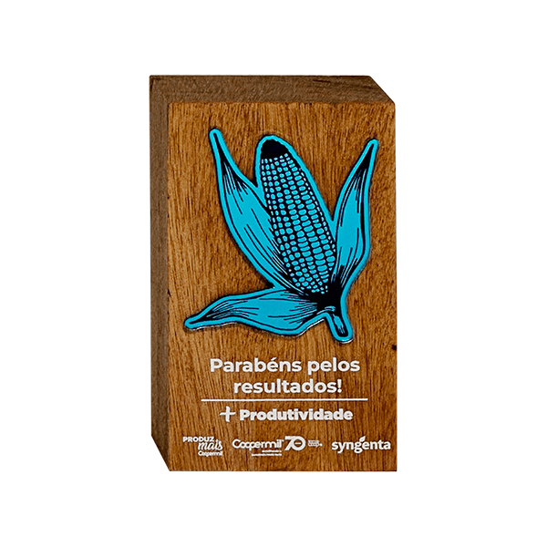 Troféu Milho com sobreposição em acrílico