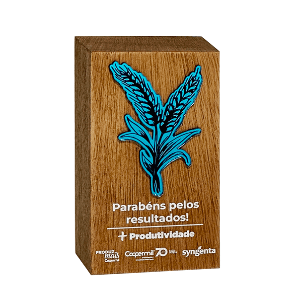 Troféu Trigo com sobreposição em acrílico