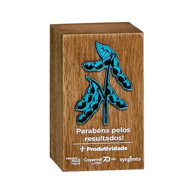 Troféu Soja com sobreposição em acrílico