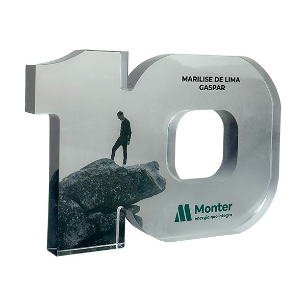 Troféu Tempo de Casa 10 anos Personalizado