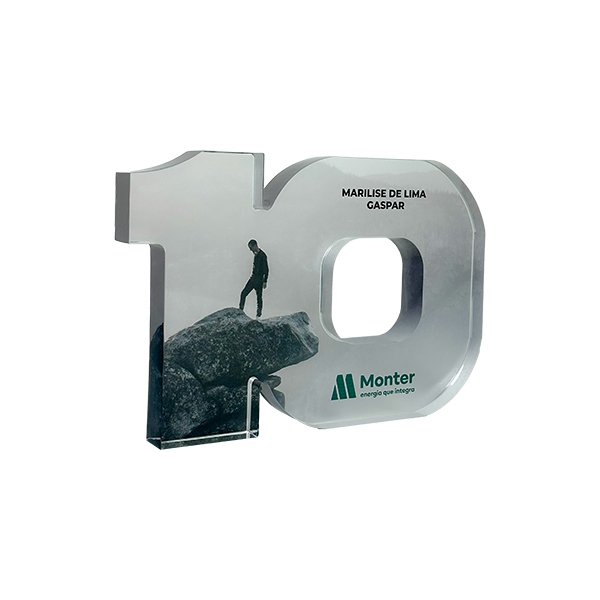 Troféu Tempo de Casa 10 anos Personalizado