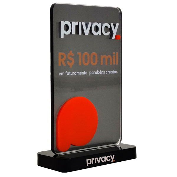 Troféu Premiação Plataforma Privacy