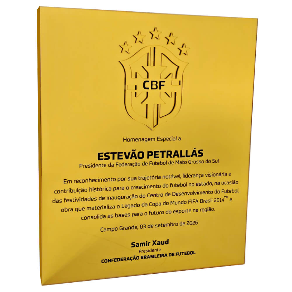 Placa CBF Homenagem Especial